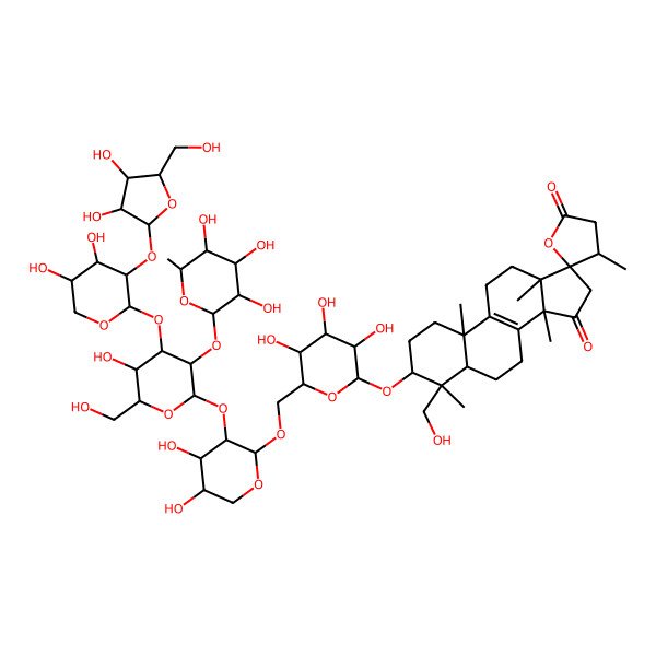 2D Structure of 3-[6-[[3-[4-[3-[3,4-dihydroxy-5-(hydroxymethyl)oxolan-2-yl]oxy-4,5-dihydroxyoxan-2-yl]oxy-5-hydroxy-6-(hydroxymethyl)-3-(3,4,5-trihydroxy-6-methyloxan-2-yl)oxyoxan-2-yl]oxy-4,5-dihydroxyoxan-2-yl]oxymethyl]-3,4,5-trihydroxyoxan-2-yl]oxy-4-(hydroxymethyl)-4,4',10,13,14-pentamethylspiro[2,3,5,6,7,11,12,16-octahydro-1H-cyclopenta[a]phenanthrene-17,5'-oxolane]-2',15-dione