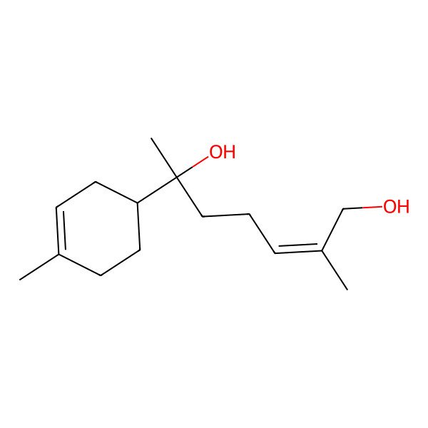 2D Structure of (E,6R)-2-methyl-6-[(1R)-4-methylcyclohex-3-en-1-yl]hept-2-ene-1,6-diol
