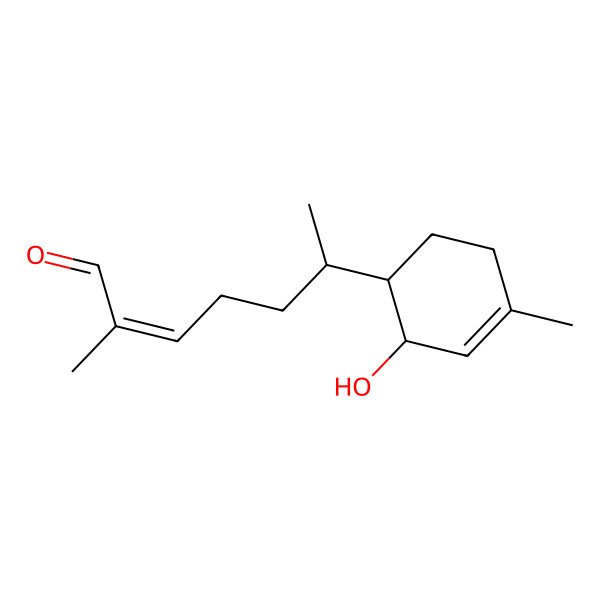 2D Structure of (E,6R)-6-[(1R,2R)-2-hydroxy-4-methylcyclohex-3-en-1-yl]-2-methylhept-2-enal