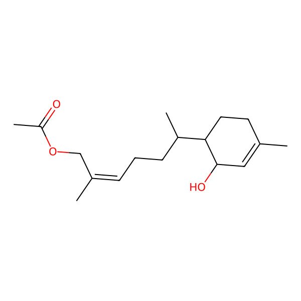 2D Structure of [(E,6R)-6-[(1S,2R)-2-hydroxy-4-methylcyclohex-3-en-1-yl]-2-methylhept-2-enyl] acetate