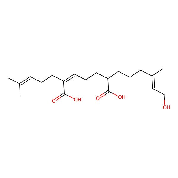 2D Structure of (E,6R)-6-[(E)-6-hydroxy-4-methylhex-4-enyl]-2-(4-methylpent-3-enyl)hept-2-enedioic acid