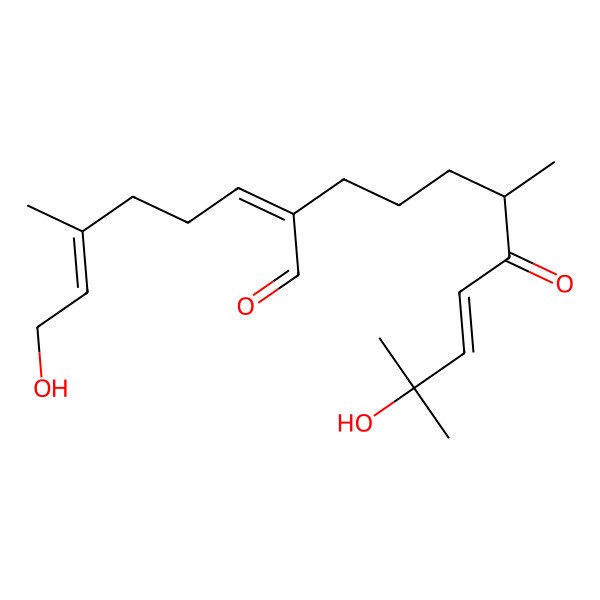 2D Structure of (E,6S)-10-hydroxy-2-[(Z)-6-hydroxy-4-methylhex-4-enylidene]-6,10-dimethyl-7-oxoundec-8-enal