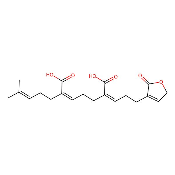 2D Structure of (E,6Z)-2-(4-methylpent-3-enyl)-6-[3-(5-oxo-2H-furan-4-yl)propylidene]hept-2-enedioic acid