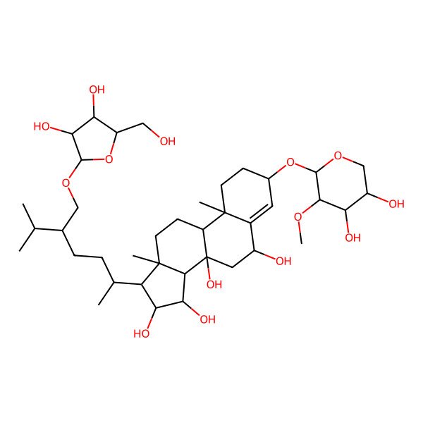 2D Structure of 17-[5-[[3,4-Dihydroxy-5-(hydroxymethyl)oxolan-2-yl]oxymethyl]-6-methylheptan-2-yl]-3-(4,5-dihydroxy-3-methoxyoxan-2-yl)oxy-10,13-dimethyl-1,2,3,6,7,9,11,12,14,15,16,17-dodecahydrocyclopenta[a]phenanthrene-6,8,15,16-tetrol