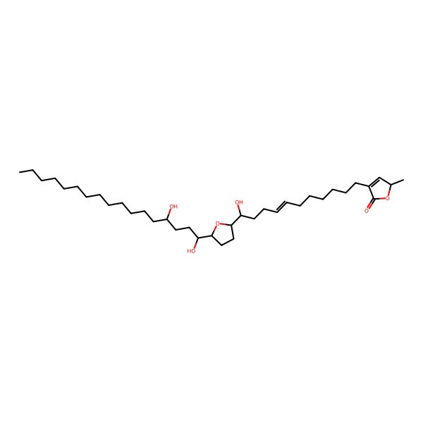 2D Structure of (2R)-4-[(Z,11R)-11-[(2S,5R)-5-[(1S,4S)-1,4-dihydroxyheptadecyl]oxolan-2-yl]-11-hydroxyundec-7-enyl]-2-methyl-2H-furan-5-one