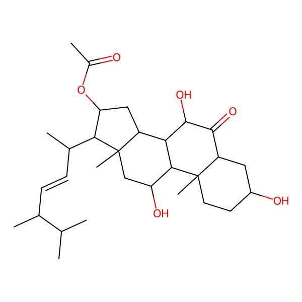 2D Structure of [17-(5,6-Dimethylhept-3-en-2-yl)-3,7,11-trihydroxy-10,13-dimethyl-6-oxo-1,2,3,4,5,7,8,9,11,12,14,15,16,17-tetradecahydrocyclopenta[a]phenanthren-16-yl] acetate
