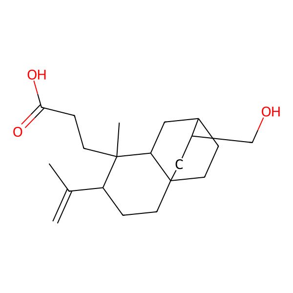 2D Structure of 3-[(1R,4R,5R,6R,8S,9S)-9-(hydroxymethyl)-5-methyl-4-prop-1-en-2-yl-5-tricyclo[6.2.2.01,6]dodecanyl]propanoic acid