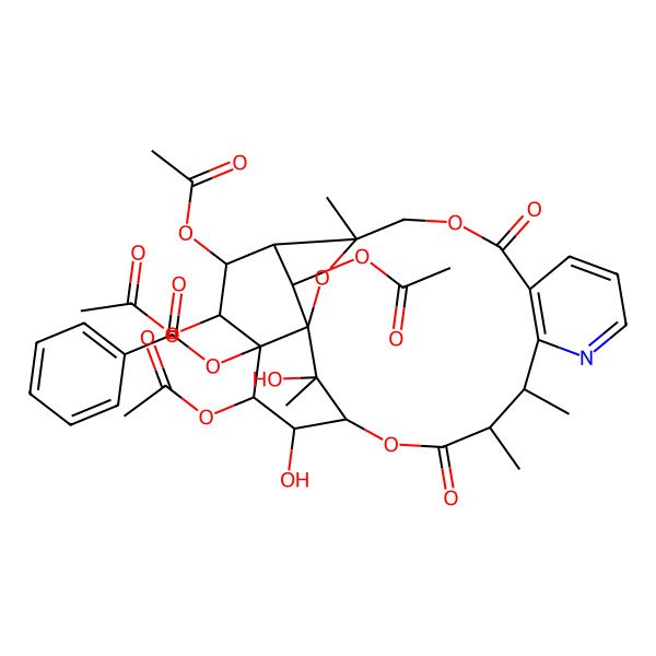2D Structure of [(1S,3R,17S,18S,19S,20R,21R,22R,23R,24R,25S)-19,21,22,24-tetraacetyloxy-18,25-dihydroxy-3,13,14,25-tetramethyl-6,15-dioxo-2,5,16-trioxa-11-azapentacyclo[15.7.1.01,20.03,23.07,12]pentacosa-7(12),8,10-trien-20-yl] benzoate