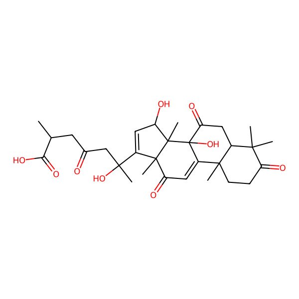 2D Structure of (2S,6S)-6-[(5R,8S,10S,13R,14S,15R)-8,15-dihydroxy-4,4,10,13,14-pentamethyl-3,7,12-trioxo-2,5,6,15-tetrahydro-1H-cyclopenta[a]phenanthren-17-yl]-6-hydroxy-2-methyl-4-oxoheptanoic acid