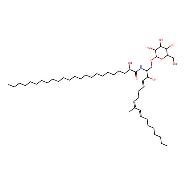 2D Structure of 2-hydroxy-N-[3-hydroxy-9-methyl-1-[3,4,5-trihydroxy-6-(hydroxymethyl)oxan-2-yl]oxyoctadeca-4,8,10-trien-2-yl]tetracosanamide