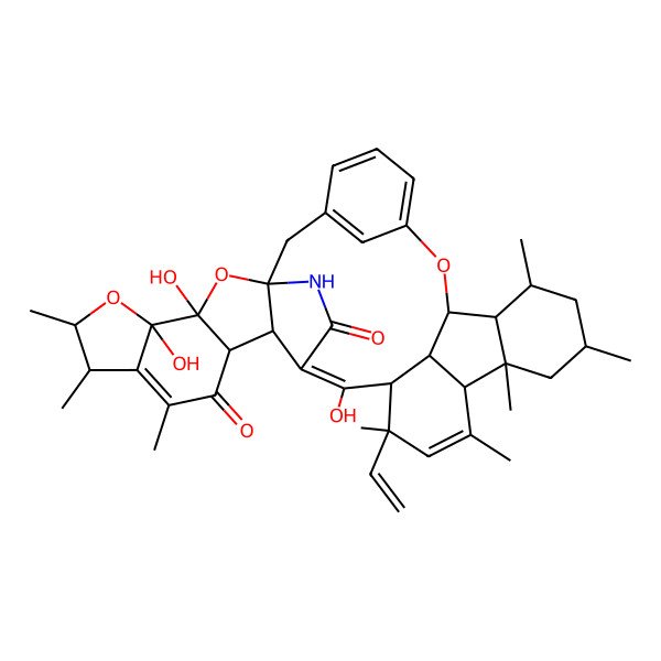 2D Structure of 19-Ethenyl-21,31,32-trihydroxy-11,13,15,17,19,26,28,29-octamethyl-8,30,33-trioxa-34-azanonacyclo[20.11.2.13,7.19,16.01,23.010,15.024,32.027,31.020,36]heptatriaconta-3(37),4,6,17,21,26-hexaene-25,35-dione