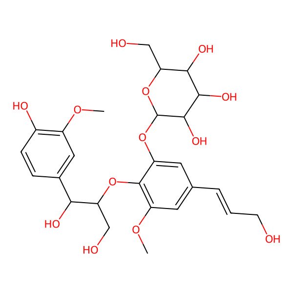 2D Structure of 2-[2-[1,3-Dihydroxy-1-(4-hydroxy-3-methoxyphenyl)propan-2-yl]oxy-5-(3-hydroxyprop-1-enyl)-3-methoxyphenoxy]-6-(hydroxymethyl)oxane-3,4,5-triol