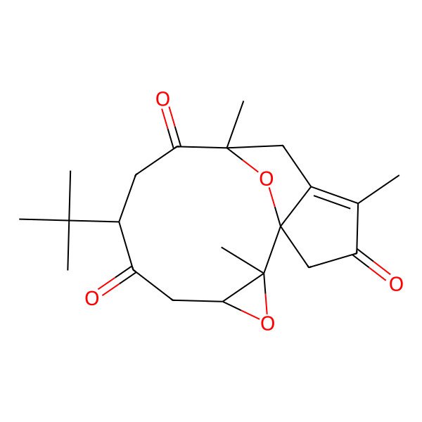 2D Structure of (1S,2R,4R,7S,10R)-7-tert-butyl-2,10,13-trimethyl-3,16-dioxatetracyclo[8.5.1.01,12.02,4]hexadec-12-ene-6,9,14-trione