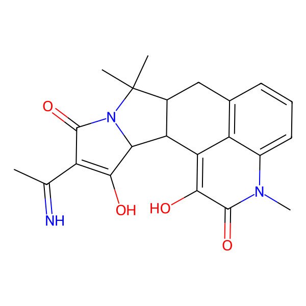 2D Structure of 5-Ethanimidoyl-4,18-dihydroxy-8,8,16-trimethyl-7,16-diazapentacyclo[9.7.1.02,9.03,7.015,19]nonadeca-1(18),4,11(19),12,14-pentaene-6,17-dione