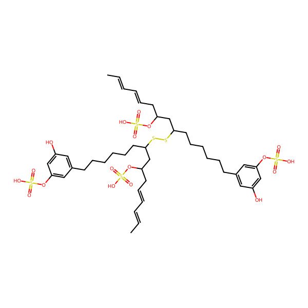2D Structure of [(1R,3R)-1-[(2E,4E)-hexa-2,4-dienyl]-9-(3-hydroxy-5-sulfooxyphenyl)-3-[[(7R,9S,11E,13E)-1-(3-hydroxy-5-sulfooxyphenyl)-9-sulfooxypentadeca-11,13-dien-7-yl]disulfanyl]nonyl] hydrogen sulfate