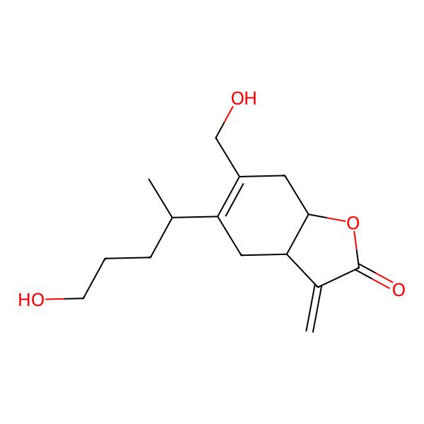 2D Structure of (3aR,7aR)-6-(hydroxymethyl)-5-[(2S)-5-hydroxypentan-2-yl]-3-methylidene-3a,4,7,7a-tetrahydro-1-benzofuran-2-one