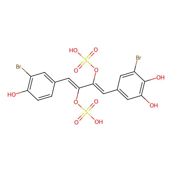 2D Structure of [(1Z,3Z)-1-(3-bromo-4,5-dihydroxyphenyl)-4-(3-bromo-4-hydroxyphenyl)-3-sulfooxybuta-1,3-dien-2-yl] hydrogen sulfate