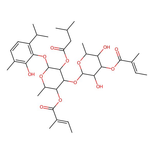 2D Structure of [(2R,3S,4S,5R,6S)-4-[(2S,3R,4S,5S,6R)-3,5-dihydroxy-6-methyl-4-[(Z)-2-methylbut-2-enoyl]oxyoxan-2-yl]oxy-6-(2-hydroxy-3-methyl-6-propan-2-ylphenoxy)-2-methyl-5-(3-methylbutanoyloxy)oxan-3-yl] (Z)-2-methylbut-2-enoate