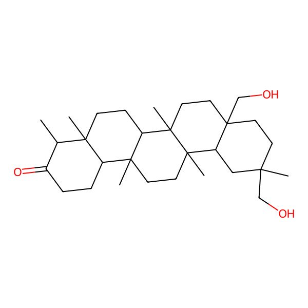 2D Structure of 8a,11-bis(hydroxymethyl)-4,4a,6a,6b,11,14a-hexamethyl-2,4,5,6,6a,7,8,9,10,12,12a,13,14,14b-tetradecahydro-1H-picen-3-one