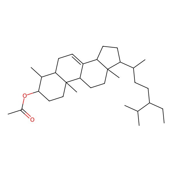 2D Structure of [(3S,4S,5S,9R,10S,13R,14R,17R)-17-[(2R,5S)-5-ethyl-6-methylheptan-2-yl]-4,10,13-trimethyl-2,3,4,5,6,9,11,12,14,15,16,17-dodecahydro-1H-cyclopenta[a]phenanthren-3-yl] acetate