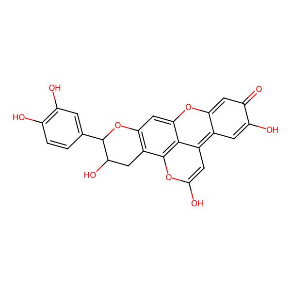 2D Structure of (16R,17R)-17-(3,4-dihydroxyphenyl)-6,11,16-trihydroxy-2,12,18-trioxapentacyclo[11.7.1.03,8.09,21.014,19]henicosa-1(20),3,6,8,10,13(21),14(19)-heptaen-5-one