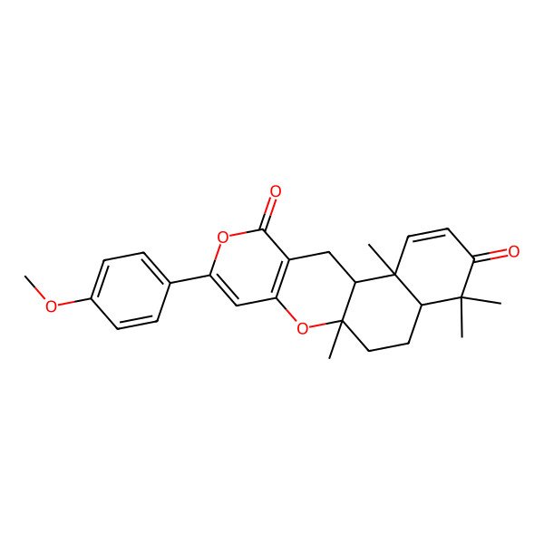 2D Structure of 14-(4-Methoxyphenyl)-2,6,6,10-tetramethyl-11,15-dioxatetracyclo[8.8.0.02,7.012,17]octadeca-3,12(17),13-triene-5,16-dione