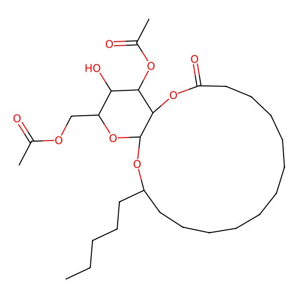 2D Structure of [(1R,15R,17R,19R,20R,21S)-21-acetyloxy-20-hydroxy-3-oxo-15-pentyl-2,16,18-trioxabicyclo[15.4.0]henicosan-19-yl]methyl acetate