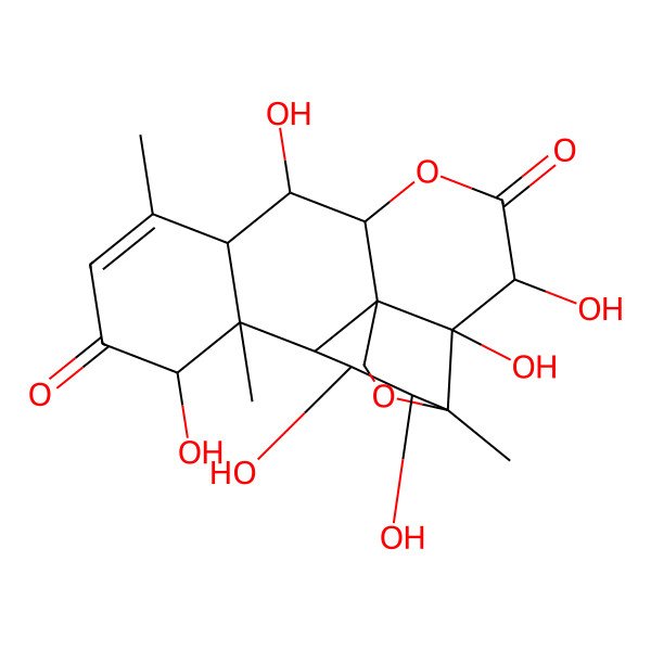 2D Structure of (1R,2R,3R,6S,7R,8S,12S,13S,14R,15R,16S,17R)-2,3,7,12,15,16-hexahydroxy-9,13,17-trimethyl-5,18-dioxapentacyclo[12.5.0.01,6.02,17.08,13]nonadec-9-ene-4,11-dione