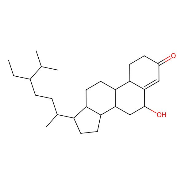 2D Structure of 17-(5-Ethyl-6-methylheptan-2-yl)-6-hydroxy-1,2,6,7,8,9,10,11,12,13,14,15,16,17-tetradecahydrocyclopenta[a]phenanthren-3-one