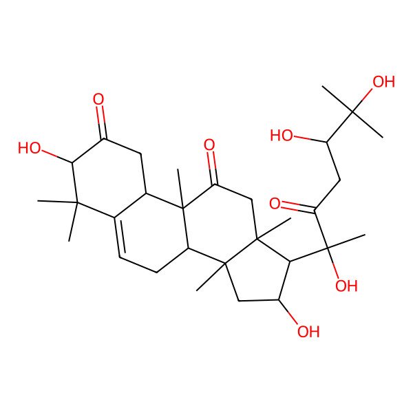 2D Structure of (3S,8S,9R,10R,13R,14S,16R,17R)-3,16-dihydroxy-4,4,9,13,14-pentamethyl-17-[(2R,5S)-2,5,6-trihydroxy-6-methyl-3-oxoheptan-2-yl]-3,7,8,10,12,15,16,17-octahydro-1H-cyclopenta[a]phenanthrene-2,11-dione