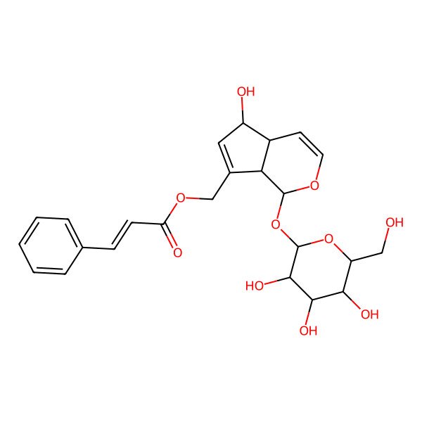 2D Structure of [(1S,4aS,5R,7aS)-5-hydroxy-1-[(2S,3S,4R,5S,6S)-3,4,5-trihydroxy-6-(hydroxymethyl)oxan-2-yl]oxy-1,4a,5,7a-tetrahydrocyclopenta[c]pyran-7-yl]methyl (E)-3-phenylprop-2-enoate