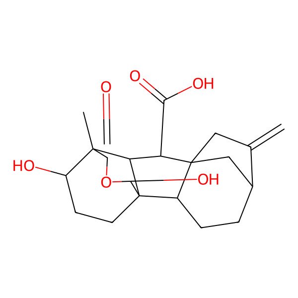 2D Structure of 14,17-Dihydroxy-11-methyl-6-methylidene-12-oxo-13-oxapentacyclo[9.3.3.15,8.01,10.02,8]octadecane-9-carboxylic acid