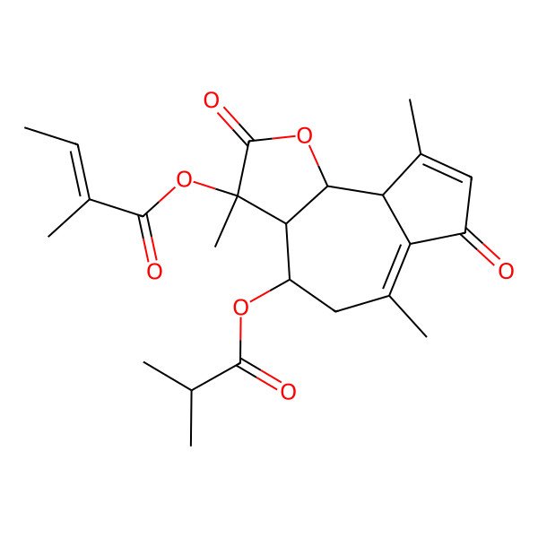 2D Structure of [(3S,3aR,4R,9aR,9bS)-3,6,9-trimethyl-4-(2-methylpropanoyloxy)-2,7-dioxo-4,5,9a,9b-tetrahydro-3aH-azuleno[4,5-b]furan-3-yl] (Z)-2-methylbut-2-enoate