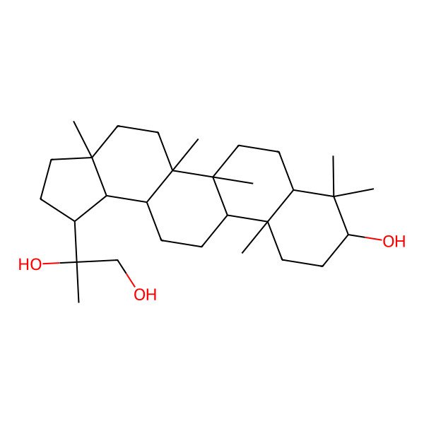 2D Structure of (2S)-2-[(1R,3aR,5aR,5bR,7aR,9R,11aR,11bR,13aR,13bS)-9-hydroxy-3a,5a,5b,8,8,11a-hexamethyl-1,2,3,4,5,6,7,7a,9,10,11,11b,12,13,13a,13b-hexadecahydrocyclopenta[a]chrysen-1-yl]propane-1,2-diol