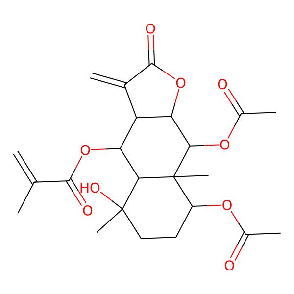 2D Structure of [(3aS,4R,4aS,5R,8R,8aR,9R,9aS)-8,9-diacetyloxy-5-hydroxy-5,8a-dimethyl-3-methylidene-2-oxo-3a,4,4a,6,7,8,9,9a-octahydrobenzo[f][1]benzofuran-4-yl] 2-methylprop-2-enoate