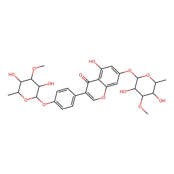 2D Structure of 7-(3,5-Dihydroxy-4-methoxy-6-methyloxan-2-yl)oxy-3-[4-(3,5-dihydroxy-4-methoxy-6-methyloxan-2-yl)oxyphenyl]-5-hydroxychromen-4-one