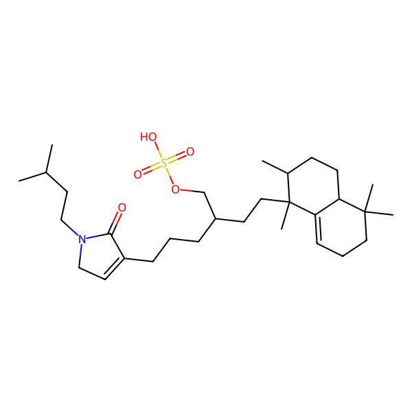 2D Structure of [5-[1-(3-methylbutyl)-5-oxo-2H-pyrrol-4-yl]-2-[2-(1,2,5,5-tetramethyl-2,3,4,4a,6,7-hexahydronaphthalen-1-yl)ethyl]pentyl] hydrogen sulfate