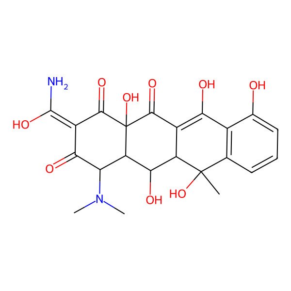 2D Structure of (2Z,4S,4aR,5S,5aR,6S,12aS)-2-[amino(hydroxy)methylidene]-4-(dimethylamino)-5,6,10,11,12a-pentahydroxy-6-methyl-4,4a,5,5a-tetrahydrotetracene-1,3,12-trione