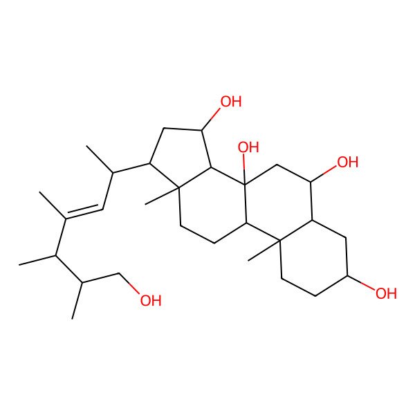 2D Structure of 17-(7-Hydroxy-4,5,6-trimethylhept-3-en-2-yl)-10,13-dimethyl-1,2,3,4,5,6,7,9,11,12,14,15,16,17-tetradecahydrocyclopenta[a]phenanthrene-3,6,8,15-tetrol