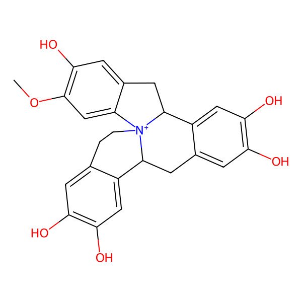 2D Structure of (1S,9R,17S)-4-methoxy-1-azoniahexacyclo[15.8.0.01,9.02,7.010,15.018,23]pentacosa-2,4,6,10,12,14,18,20,22-nonaene-5,12,13,20,21-pentol