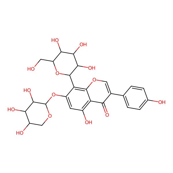 2D Structure of 5-Hydroxy-3-(4-hydroxyphenyl)-8-[3,4,5-trihydroxy-6-(hydroxymethyl)oxan-2-yl]-7-(3,4,5-trihydroxyoxan-2-yl)oxychromen-4-one