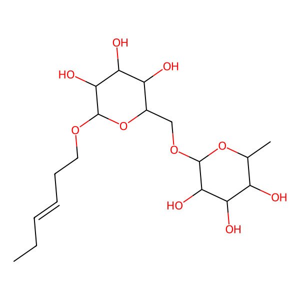 2D Structure of (2R,3S,4S,5S,6R)-2-[[(2R,3S,4S,5R,6R)-6-hex-3-enoxy-3,4,5-trihydroxyoxan-2-yl]methoxy]-6-methyloxane-3,4,5-triol