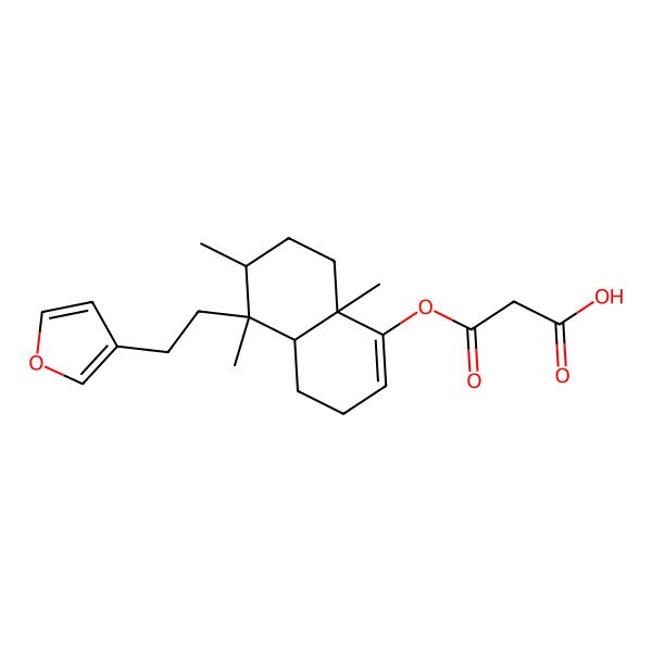 2D Structure of 3-[[5-[2-(Furan-3-yl)ethyl]-5,6,8a-trimethyl-3,4,4a,6,7,8-hexahydronaphthalen-1-yl]oxy]-3-oxopropanoic acid