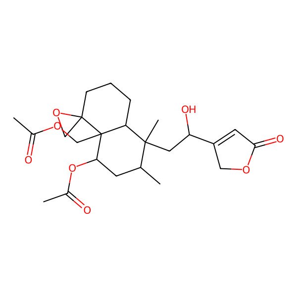 2D Structure of [5-acetyloxy-8-[2-hydroxy-2-(5-oxo-2H-furan-3-yl)ethyl]-7,8-dimethylspiro[2,3,5,6,7,8a-hexahydro-1H-naphthalene-4,2'-oxirane]-4a-yl]methyl acetate
