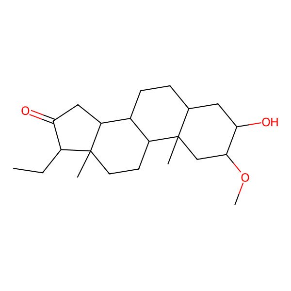 2D Structure of 17-Ethyl-3-hydroxy-2-methoxy-10,13-dimethyl-1,2,3,4,5,6,7,8,9,11,12,14,15,17-tetradecahydrocyclopenta[a]phenanthren-16-one