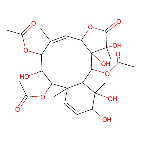 2D Structure of [(1S,2S,3S,4S,7S,8Z,10S,11R,12S,13R,16R,17S)-2,12-diacetyloxy-3,4,11,16,17-pentahydroxy-4,9,13,17-tetramethyl-5-oxo-6-oxatricyclo[11.4.0.03,7]heptadeca-8,14-dien-10-yl] acetate