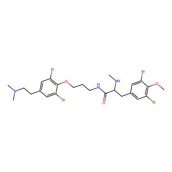 2D Structure of N-[3-[2,6-dibromo-4-[2-(dimethylamino)ethyl]phenoxy]propyl]-3-(3,5-dibromo-4-methoxyphenyl)-2-(methylamino)propanamide
