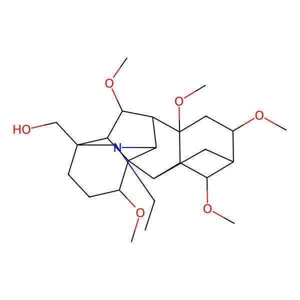 2D Structure of (11-Ethyl-4,6,8,16,18-pentamethoxy-11-azahexacyclo[7.7.2.12,5.01,10.03,8.013,17]nonadecan-13-yl)methanol