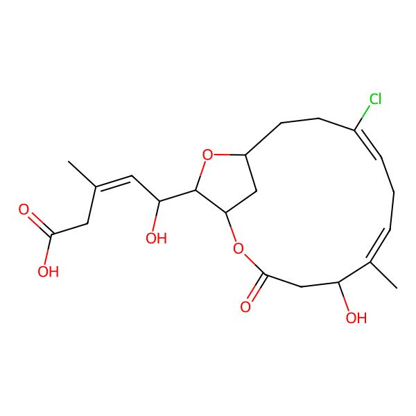 2D Structure of (E,5R)-5-[(1S,5S,6E,9Z,13S,15S)-10-chloro-5-hydroxy-6-methyl-3-oxo-2,14-dioxabicyclo[11.2.1]hexadeca-6,9-dien-15-yl]-5-hydroxy-3-methylpent-3-enoic acid