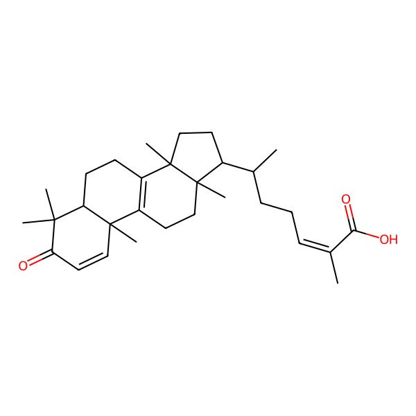 2D Structure of (E,6R)-2-methyl-6-[(5R,10S,13R,14R,17R)-4,4,10,13,14-pentamethyl-3-oxo-5,6,7,11,12,15,16,17-octahydrocyclopenta[a]phenanthren-17-yl]hept-2-enoic acid